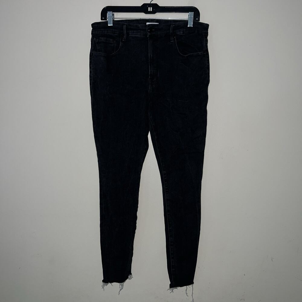 Good American Jeans Womens 15 Black Good Waist Skinny Raw Hem Stretch